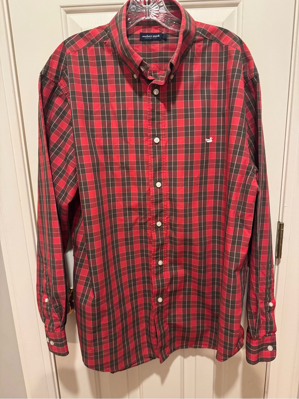 Southern Marsh Red and Black Plaid Button-Down Shirt - Men's